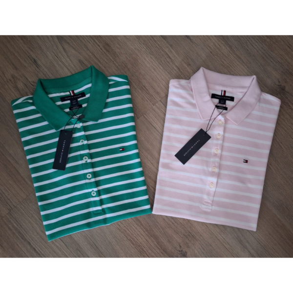 Camisa Polo feminina Tommy Hilfiger  verde e branca