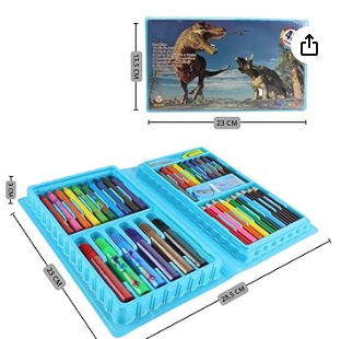 Estojo De Pintura Com 48 Peças Para Meninas Kit Escolar Azul 48 Peças Estojo Maleta Pintura Desenhar