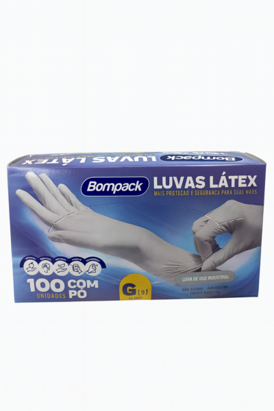 Luva de Látex Bompack com Pó - Tamanho G (9)