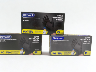 Luva Nitrílica Preta Bompack