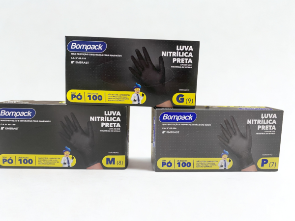 Luva Nitrílica Preta Bompack