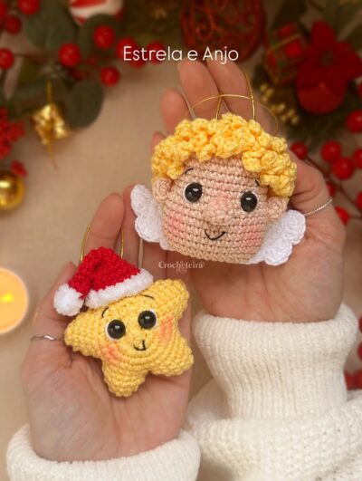 Enfeites de Crochê Natalinos – Estrela ou Anjo 🌟👼