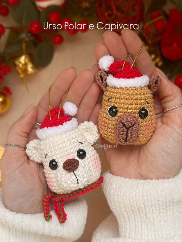 Enfeites de Crochê Natalinos – Urso ou Capivara