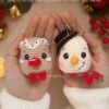 Enfeites de Crochê Natalinos – Boneco de Neve ou Biscoito de Gengibre ☃️🍪