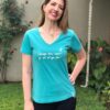 Camiseta Feminina Verde Água – “Courage, Brave Heart!” (Ele te libertará)