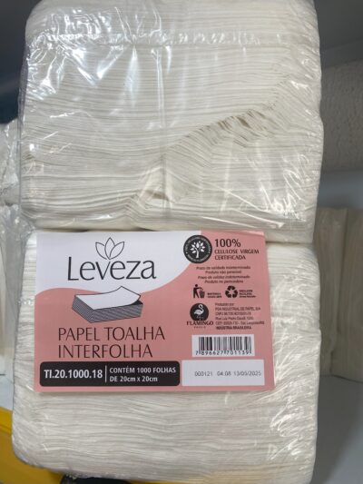 Leveza Papel Toalha Interfolha 1000 Folhas — 100% Celulose Virgem Certificada | 20x20cm