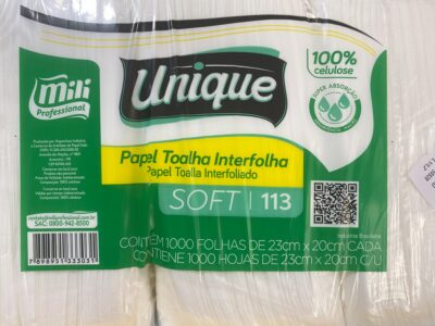 Mili Professional Unique Papel Toalha Interfolha Soft 113 — 100% Celulose | 1000 Folhas (23cm x 20cm)