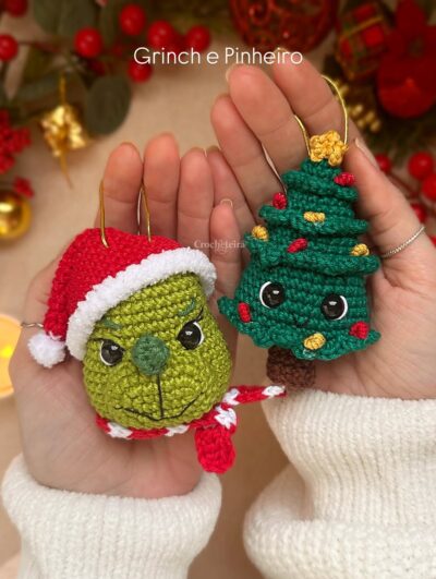 Enfeites de Crochê Natalinos – Grinch ou Árvore