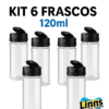 KIT 6 potes de plástico para tempero 120ml