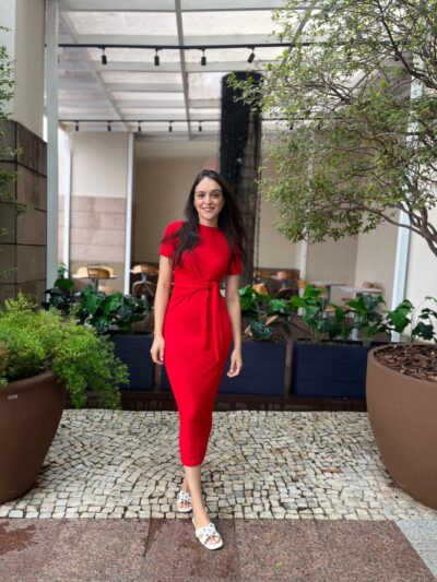 Vestido canelado premiun - Vermelho